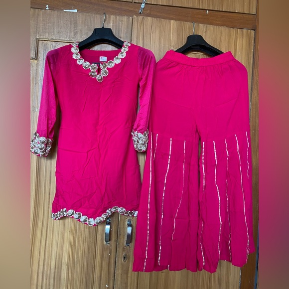 Nykaa Fashion Pink Ville Jaipur Sharara suit set with dupatta size small - Picture 3 of 11